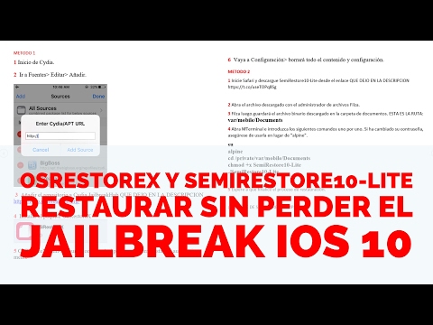 OSRestoreX Y SEMIRESTORE10-LITE RESTAURAR SIN PERDER EL JAILBREAK IOS 10