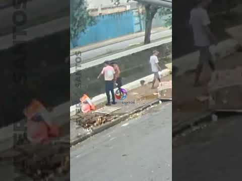 Imagens mostram momento em que homem em situação de rua é atingido por árvore em Santos.