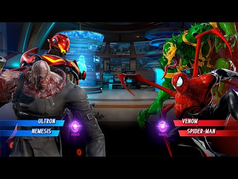 Ultron & Nemesis VS Venom & Spiderman (Hardest AI) - Marvel vs Capcom : Infinite