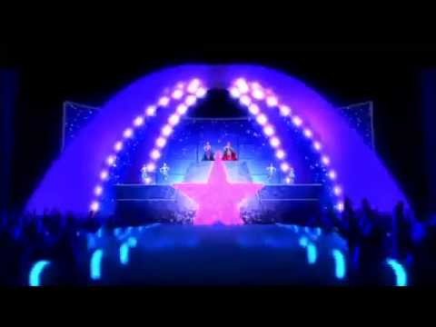 Trailer frame highlighting Barbie’s concert lighting and crowd energy