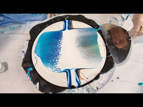 135. Sheleeart Australian Fluid Artist - Beachy Round Pour + Barnes Epoxy Clear Resin Coat