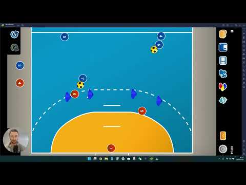 Handball attack training - practicing the rotation restriction of the pivot players