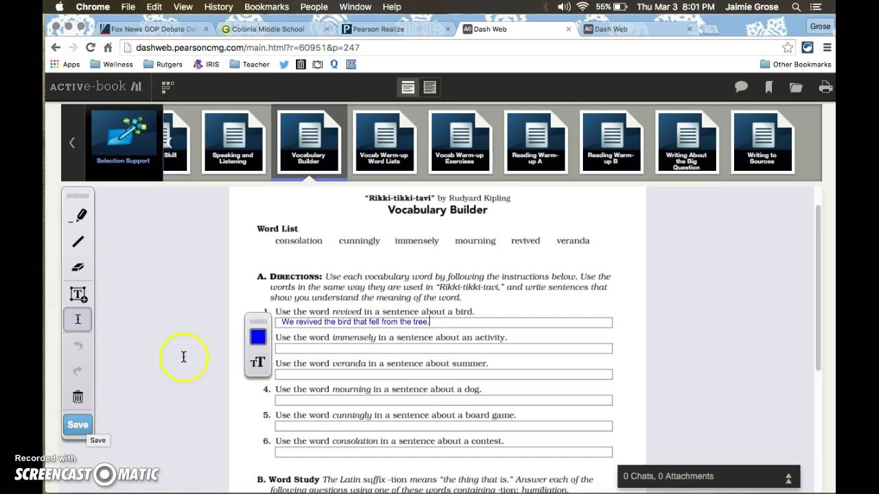 Pearson Realize: Interactive Worksheets (2016)