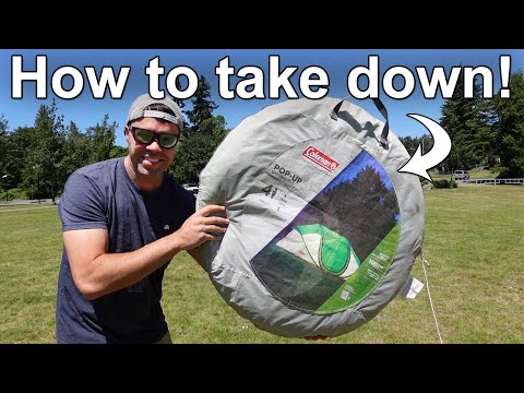 How To Take Down Coleman Pop Up Tent | Close Coleman Pop Up Tent