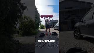 Overhead Day. Log Press 80kg 176lbs. Atlas Stone Press 45kg 99lbs.