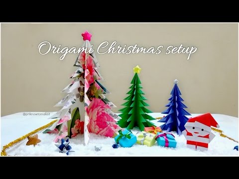 Origami Christmas tree  decoration || last minute Christmas setup desk decoration Video