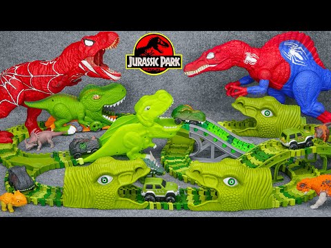 90 Minutes Satisfying with Unboxing Dinosaur Toy Car Racing Track Set ASMR | Review Toys
