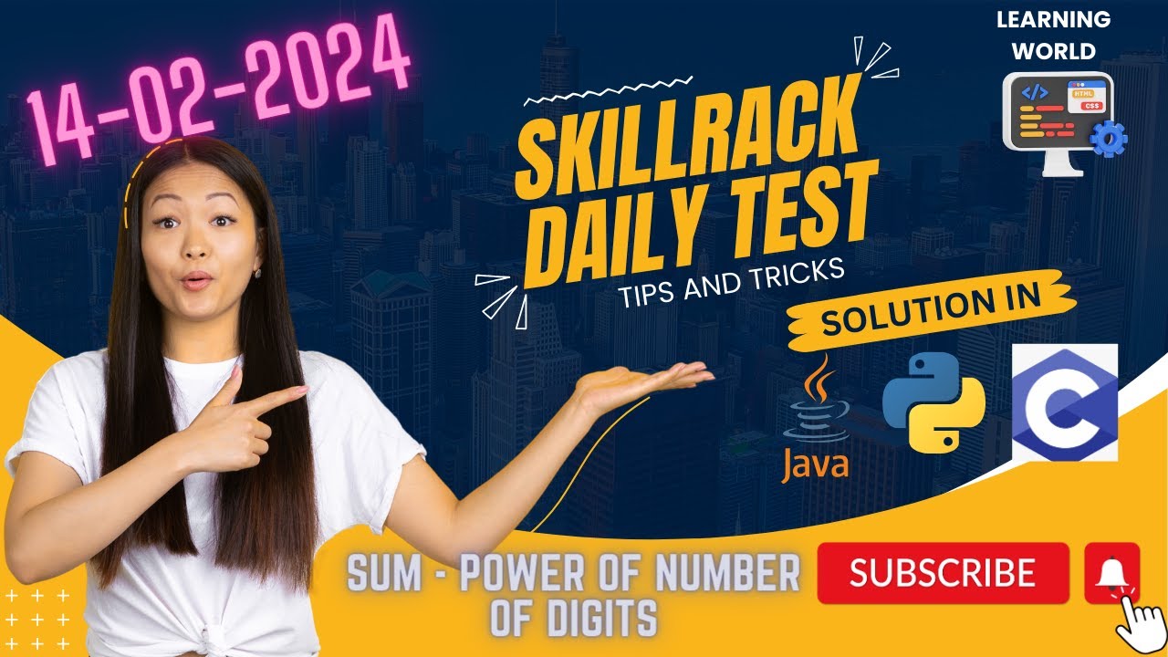 SkillRack Daily Test Today's Solution in c,python and java|Sum - Power of Number of Digits #10769