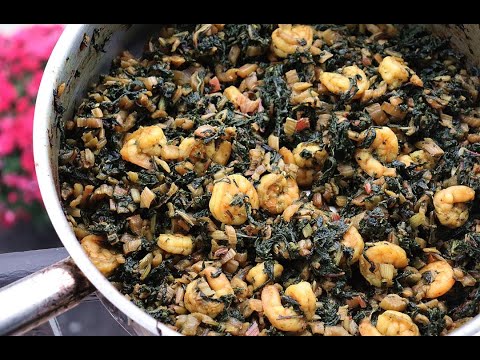 Swiss Chard With Shrimp | CaribbeanPot.com