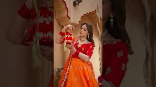 Orange Raw Silk Lehenga Choli with Potli - Video 9