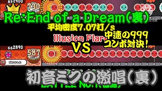 【密度比べ#283】999コンボ対決！Re：End of a Dream(裏)と初音ミクの激唱(裏)の密度を比べてみた！