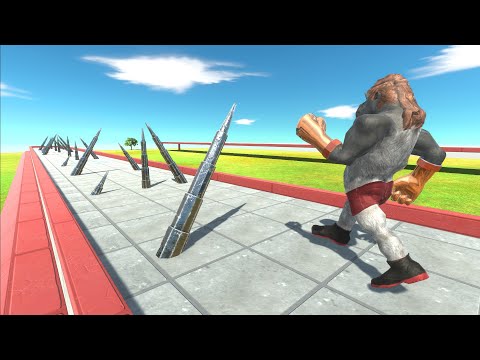 Cross the deadly steel spikes - Animal Revolt Battle Simulator