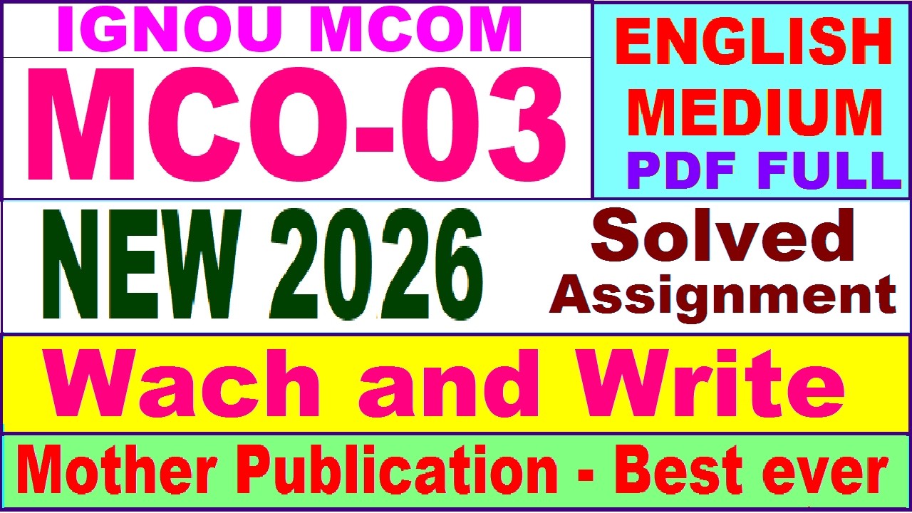 MCO 03 solved assignment 2026 in English || mco 03 solved assignment 2025-26 || ignou mco3