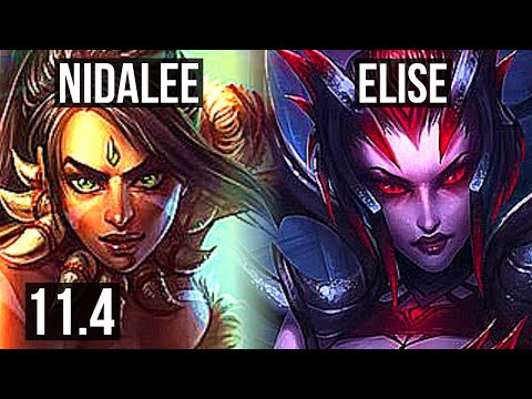 NIDALEE vs ELISE (JUNGLE) | 26/1/5, 8 solo kills, Legendary, Rank 8 Nida | KR Challenger | v11.4