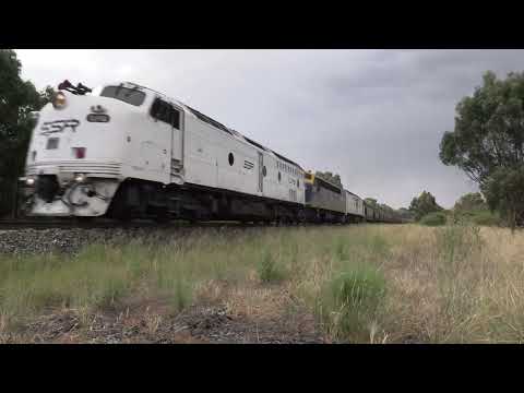 Australian Trains - SSR Triple Streamliner Grain Train departs The Rock