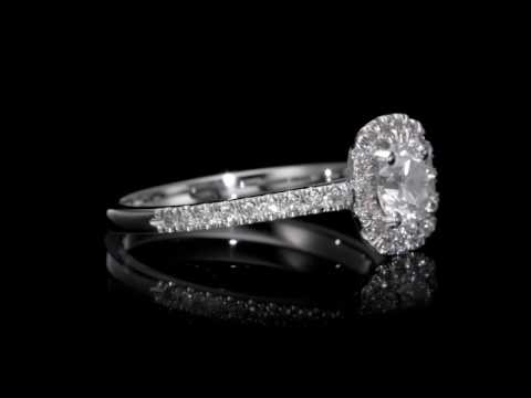 0.92 ct Round Cut Diamond Halo Engagement Ring