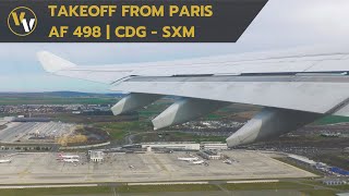 Air France A330-200 engine start & takeoff at Paris CDG Airport