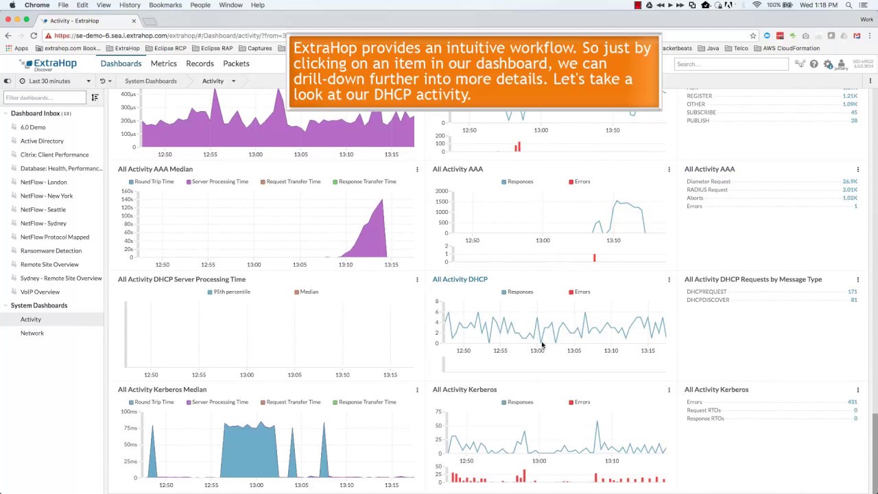 Visibility Platform using Extra Hop Analytics Tool