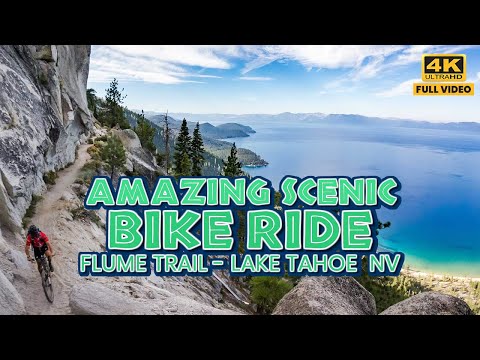 Amazing Scenic Virtual Bike Ride | 4K 60 FPS | Lake Tahoe - Flume Trail | Relax/Study/Sleep