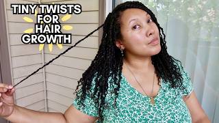 TINY TWISTS FOR HAIR GROWTH | PROTECTIVE STYLE ON BLOW DRIED HAIR | Ashkins Curls #myrevair