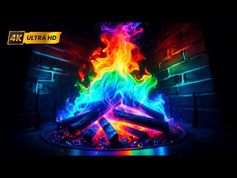 Rainbow Fireplace 4k Ultra HD – 3 Hours Hypnotic Color-Changing Flames for Ultimate Relaxation!
