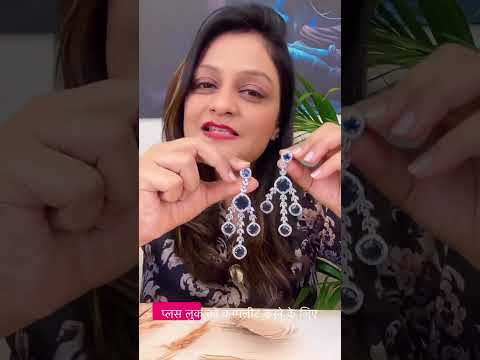 Midnight Blue Sapphire Chandelier Necklace Set for Women