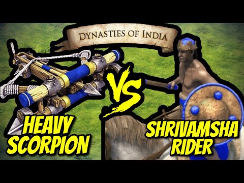97 HEAVY SCORPIONS vs 200 ELITE SHRIVAMSHA RIDERS (Total Resources) | AoE II: DE