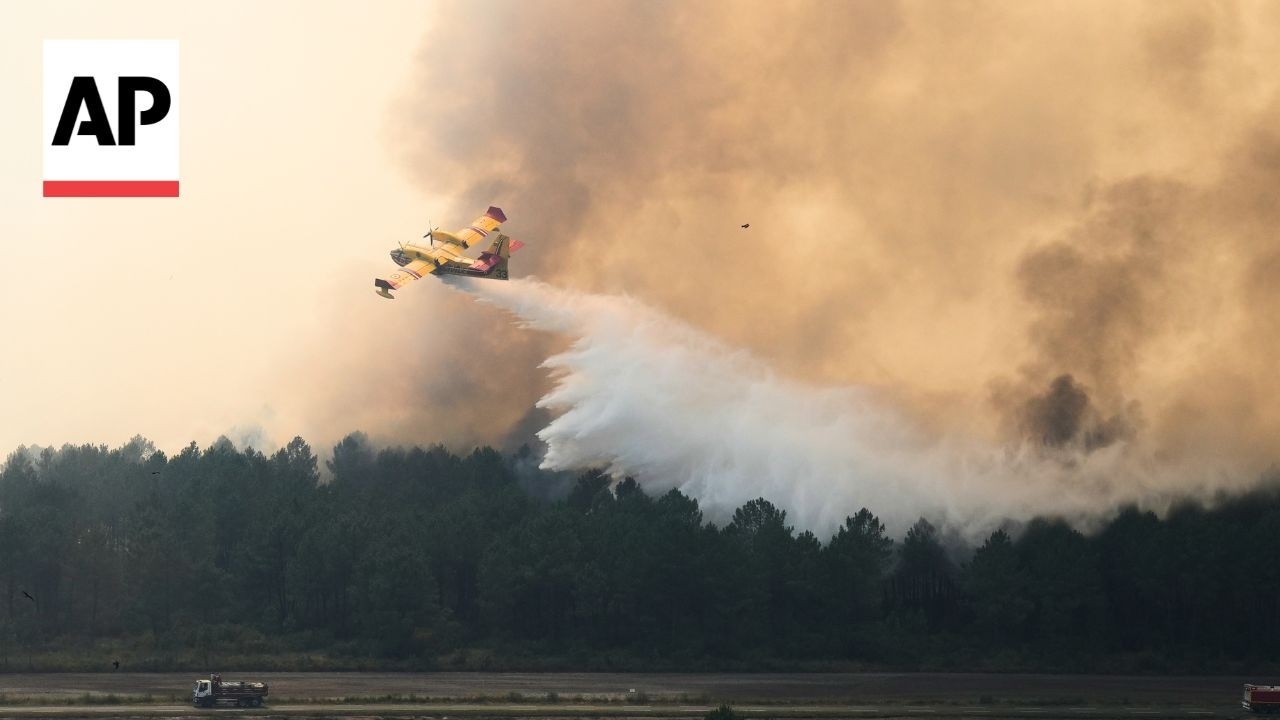 Video: Firefighters battle fresh flare-ups near Langon in Gironde wildfires