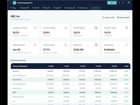 Startup Financials Pro 공식 영상 미리보기