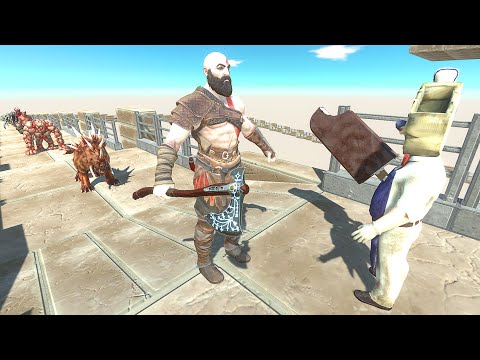KRATOS VS ICESCREAM RACE DEATH FALL - Animal Revolt Battle Simulator