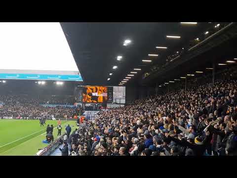 Leeds United vs Man United the start. Leeds fans singing marching on together. 21/22 season
