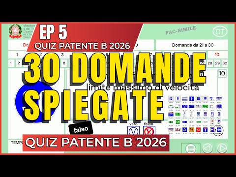 Ep 5 – Quiz Patente B 2026 – 30 Domande con Spiegazioni chiare