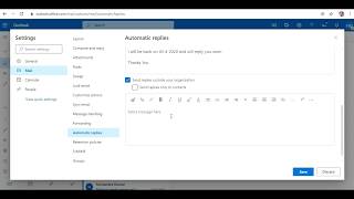 Set up Automatic Reply and Out of Office Message Setting in Office 365
