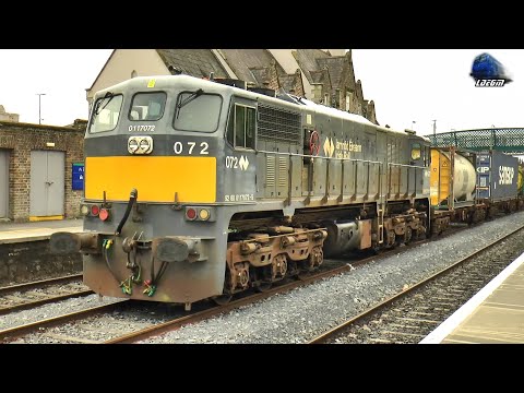 🚂 Irish Class 071 072 Diesel Locomotive & XPO Intermodal Train in Kildare Station - 02 June 2025