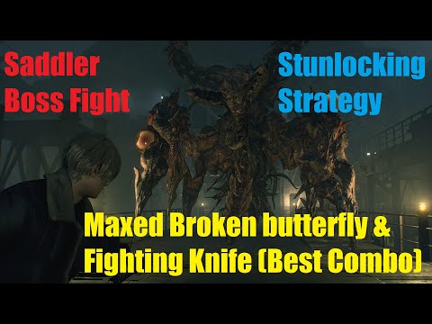 Resident Evil 4 Remake - Saddler Boss Fight - Stunlocking strategy (maxed BrokenB & Fighting knife)