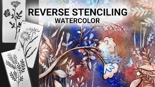 Reverse Stenciling WATERCOLOR - relaxing painting process - 313