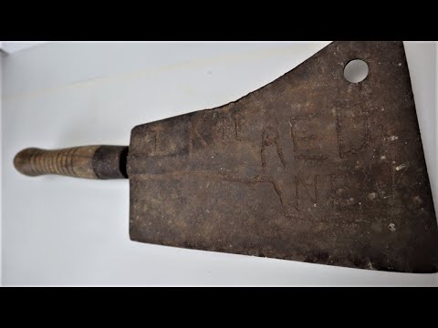 Rusty Vintage Killer Meat Cleaver Restoration -ASMR