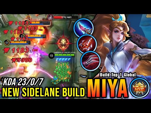 23 Kills No Death!! Miya New Sidelane Build 100% UNSTOPPABLE!! - Build Top 1 Global Miya ~ MLBB