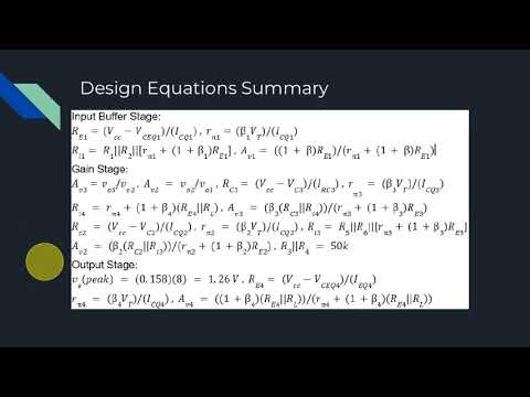 Video presentation: 3 Stage Audio Amplifier
