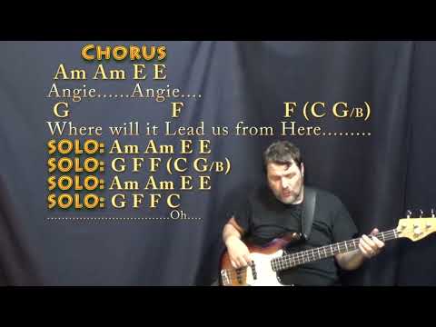 Angie (Rolling Stones) Bass Guitar Cover Lesson in Am with Chords/Lyrics