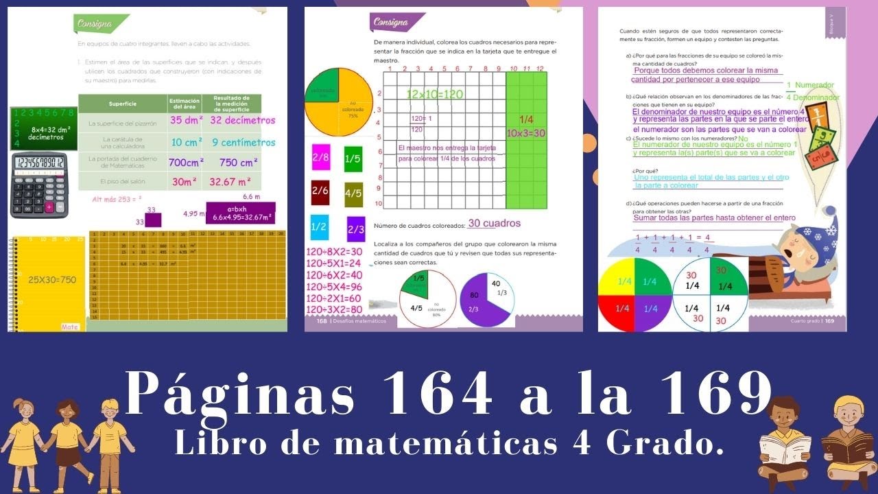 Páginas 164 a la 169 libro de matemáticas 4 grado