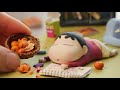 Making A Sleeping Shin Chan Diorama With Clay