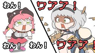 【手描き】犬みたいに吠えるみこちとノエル【さくらみこ/白銀ノエル/切り抜き/hololive/エビフライ】