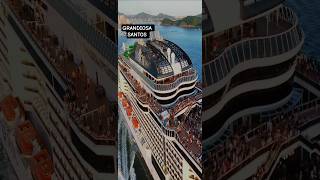 MSC GRANDIOSA cruzeiro Santos navio   ⁨@cruzeiros2025⁩  maior ship #google  saindo #drone  #shorts