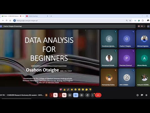 COMSURN Research Bootcamp 8th session - DATA ANALYSIS FOR BEGINNERS By Dr. Osahon Otaigbe