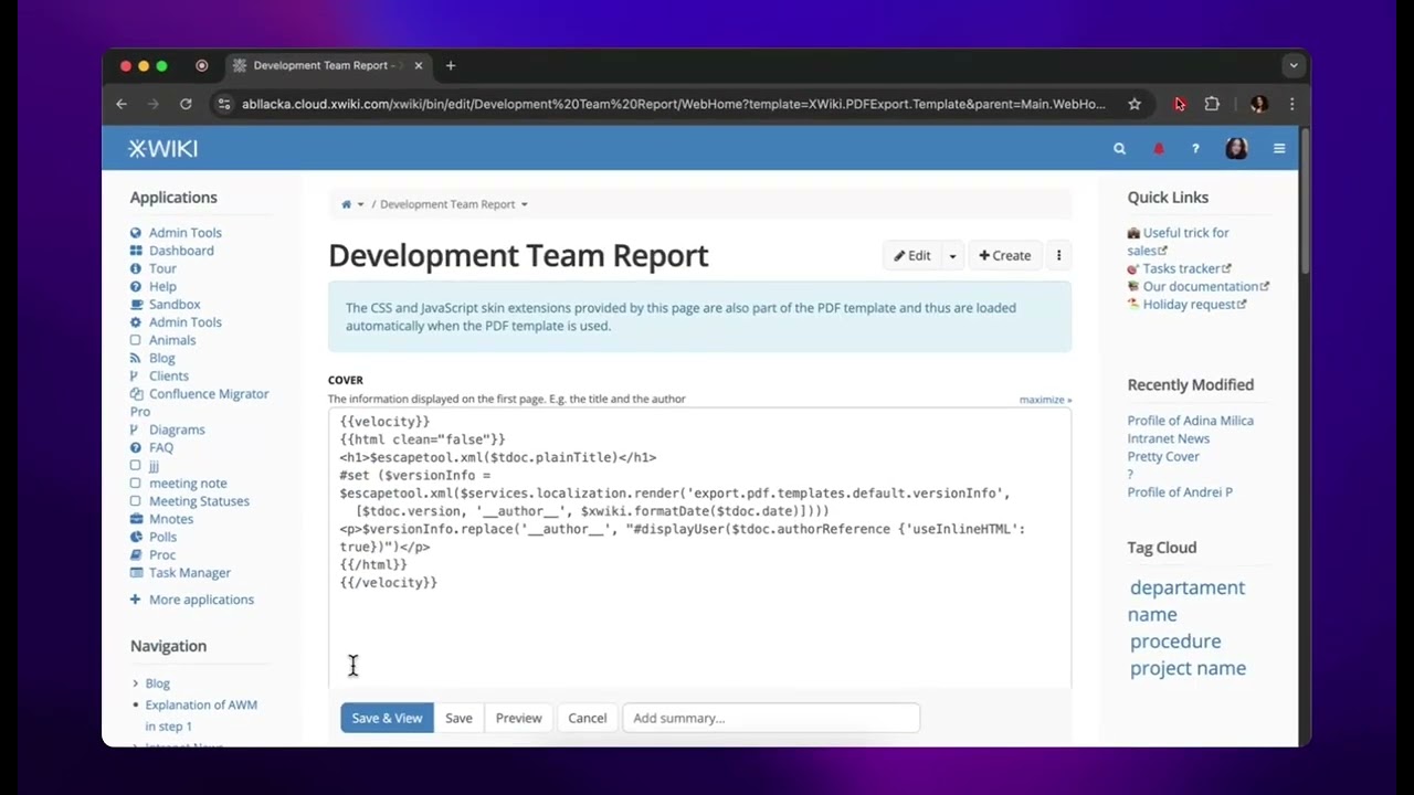 Create a XWiki PDF Template