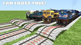 4 TRAINS vs SPEED BUMPER's CROSS CHALLANGE – Train Simulator 2024 || Bumpy Railroad Indian Railways