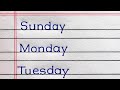 Days Of The Week | Sunday Monday Ki Spelling | Sunday To Saturday Spelling Writing |