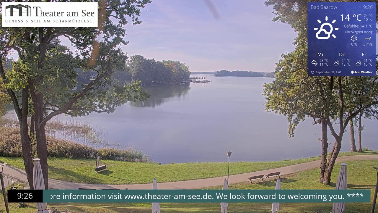 Live webcam view of Scharmützelsee Lakefront at Theater am See