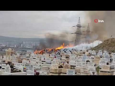 Ankara’da mezarlıkta çıkan yangını itfaiye ekipleri söndürdü